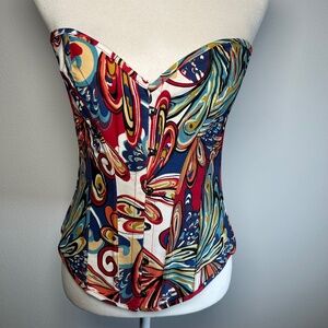 Women's Corset Top Vibrant abstract Multi Color Pattern Size XS